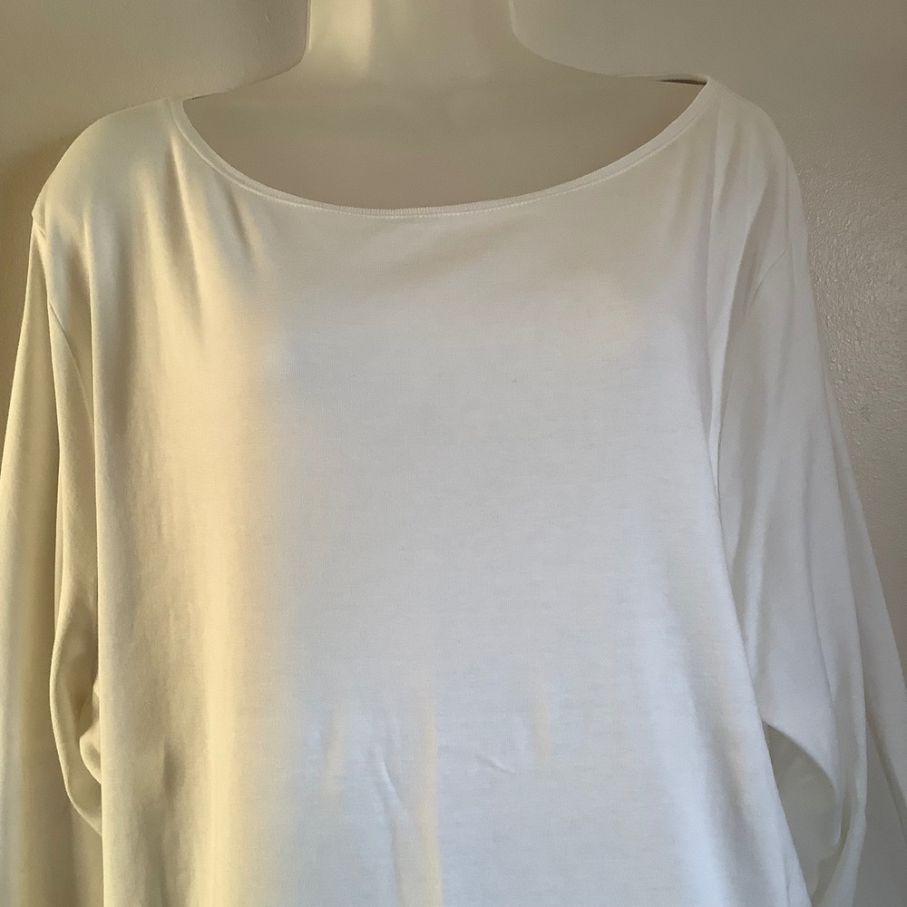 Talbots Tee White 100% Pima Cotton Boat Neck 3/4 Sleeve Top Plus Size 3X
